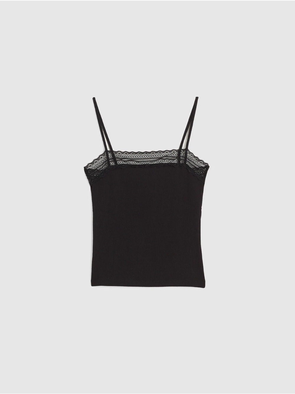 Madewell Black Lace-Trim Square-Neck Tank Size M NWT